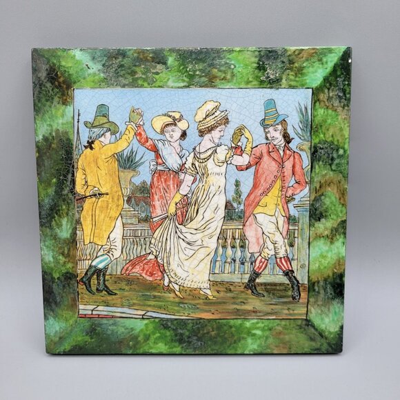 Antique Mintons China Works Tile The First Quadrille at Almacks London Regency - Picture 1 of 15